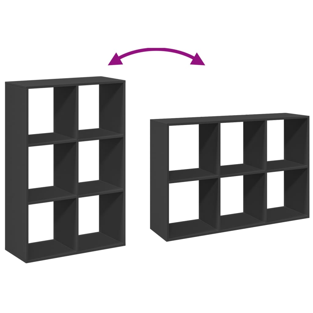 bogreol/rumdeler 69,5x29x103,5 cm konstrueret træ sort