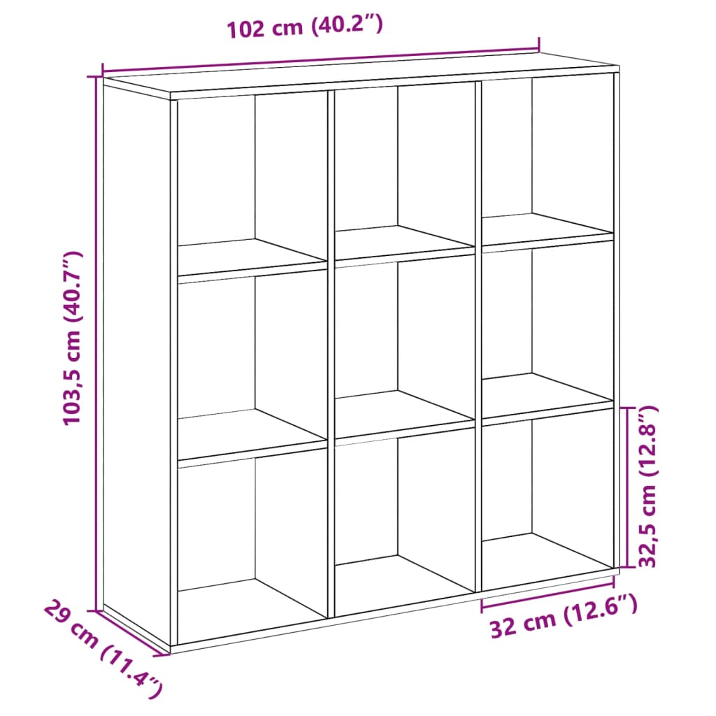 bogreol/rumdeler 102x29x103,5 cm konstrueret træ hvid