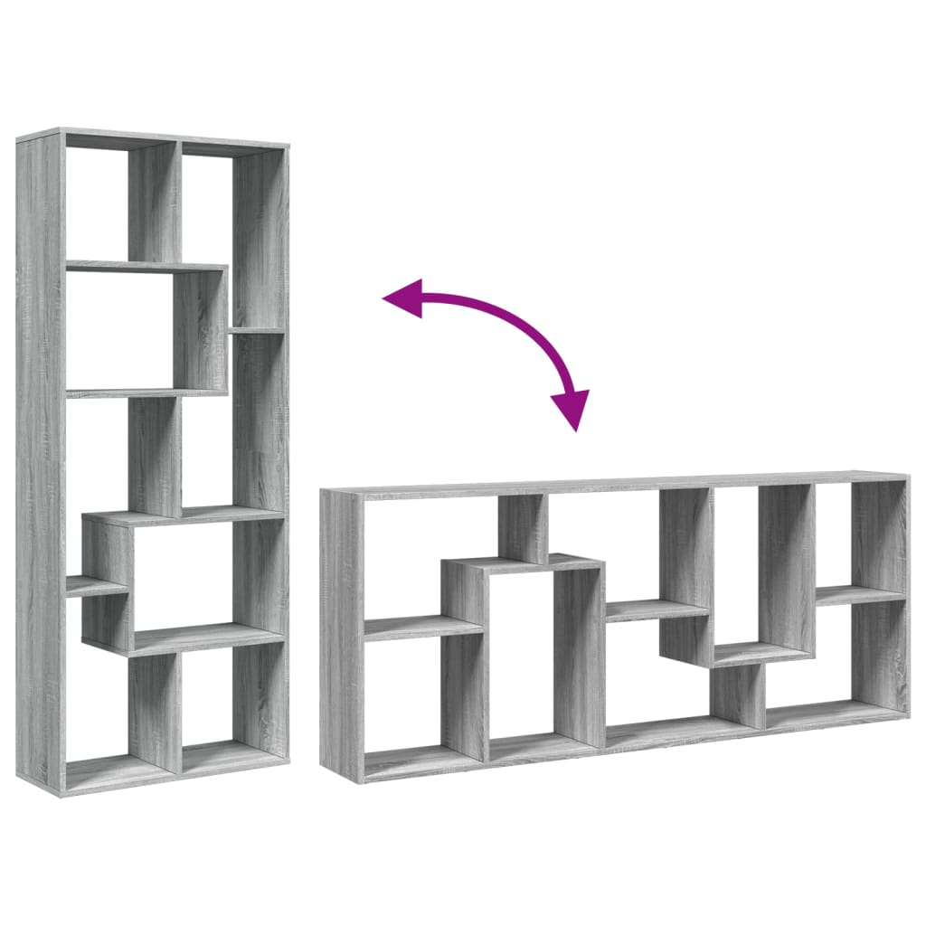 bogreol/rumdeler 67x25x161,5 cm konstrueret træ grå sonoma-eg