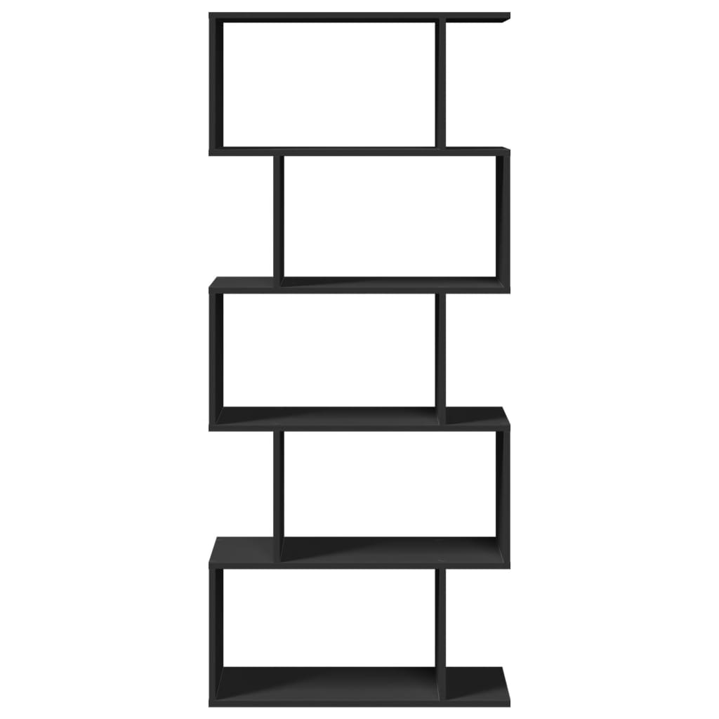 bogreol/rumdeler 70x24x161 cm 5 niveauer konstrueret træ sort