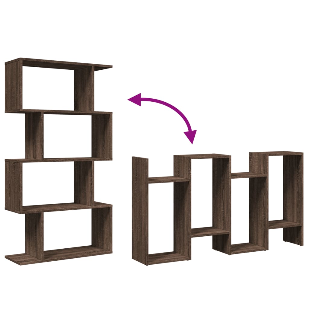 bogreol/rumdeler 70x24x129cm 4 niveauer konstrueret træ brun eg