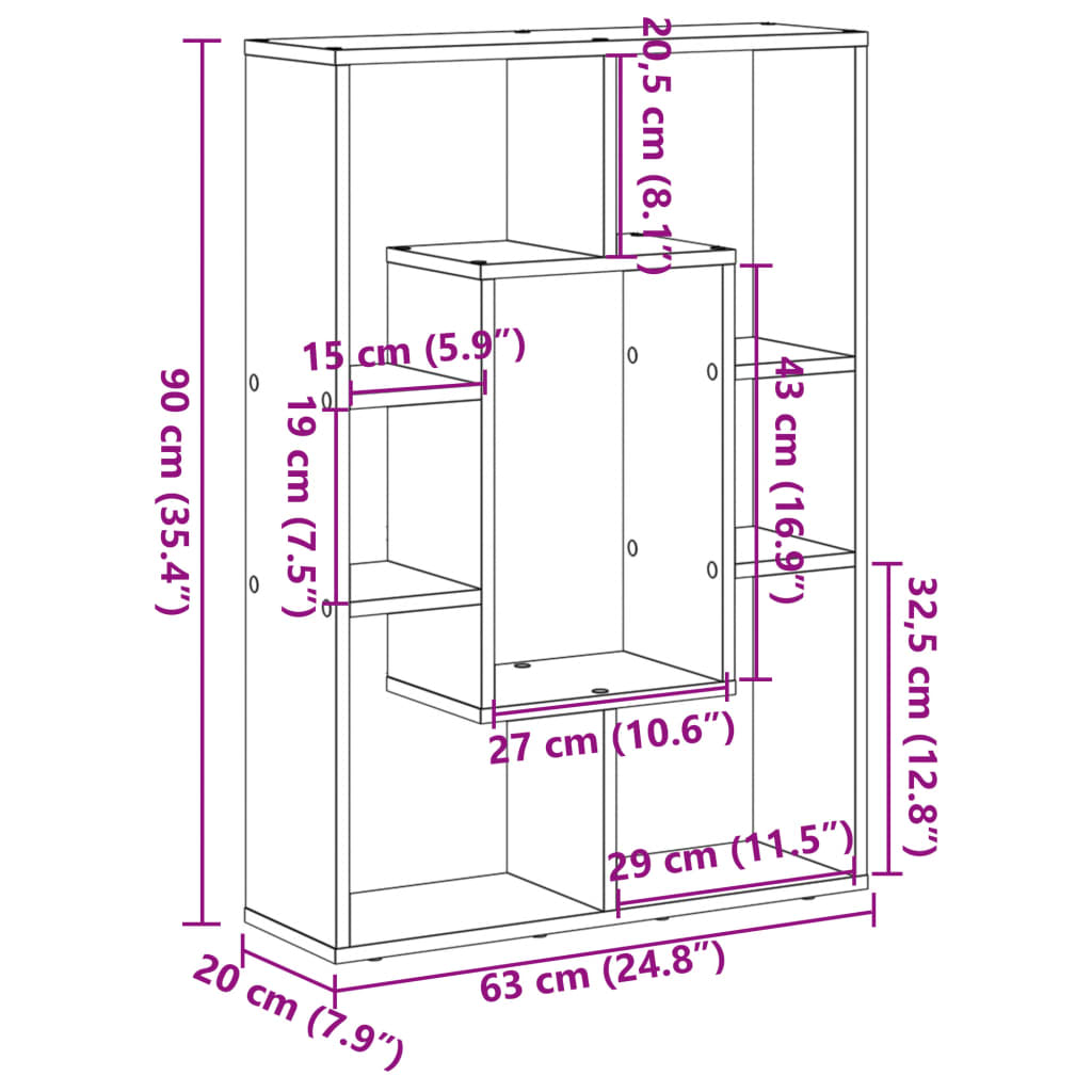 bogreol 63x20x90 cm konstrueret træ hvid