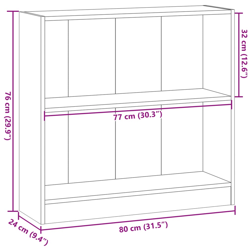 bogreol 80x24x76 cm konstrueret træ grå sonoma-eg