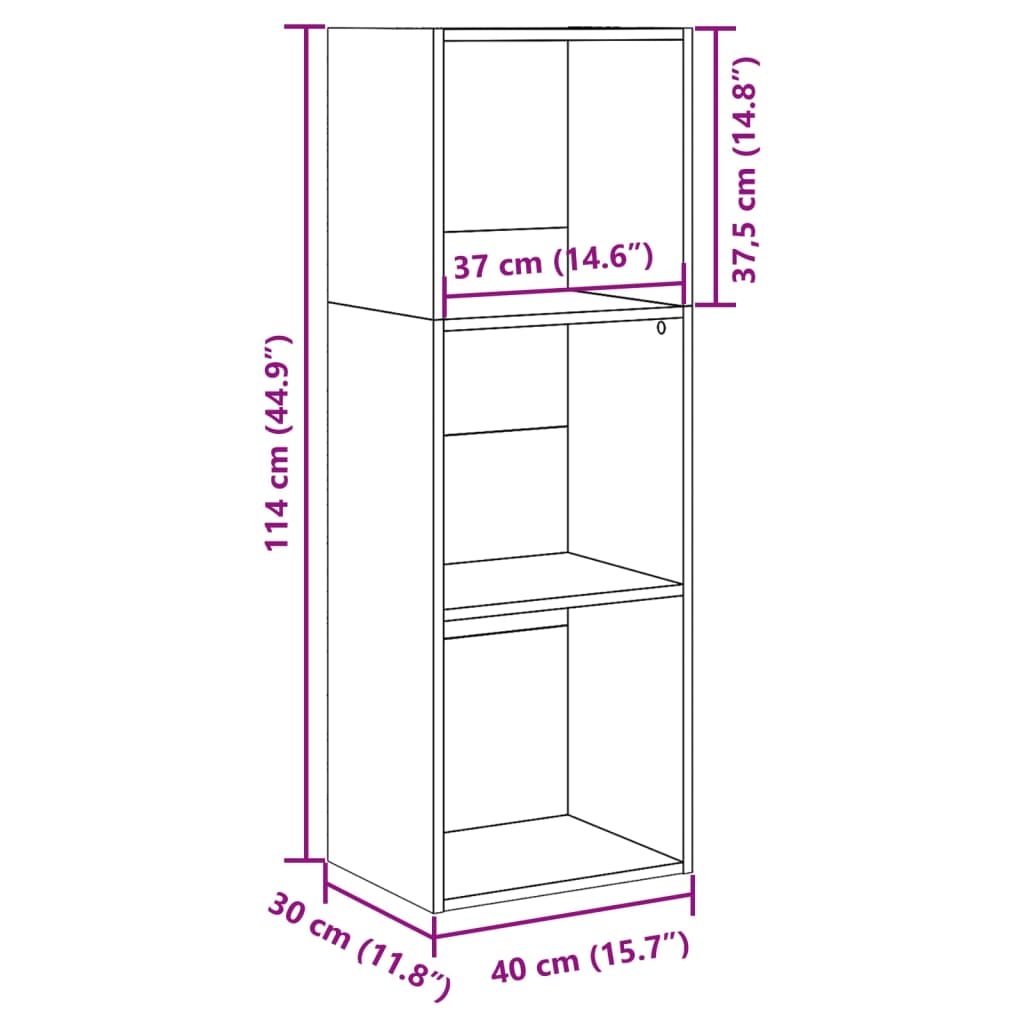 bogreol 40x30x114 cm konstrueret træ hvid