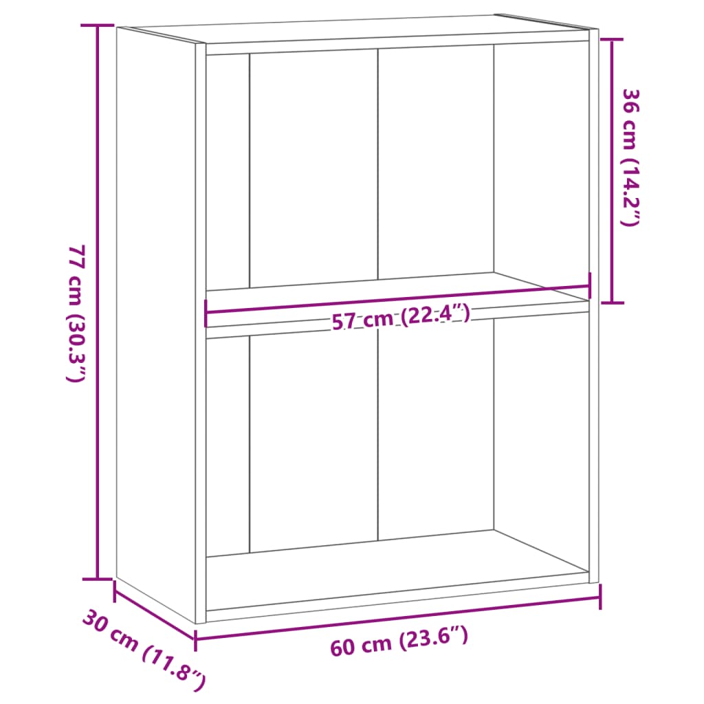 bogreol 60x30x77 cm konstrueret træ egetræsfarve