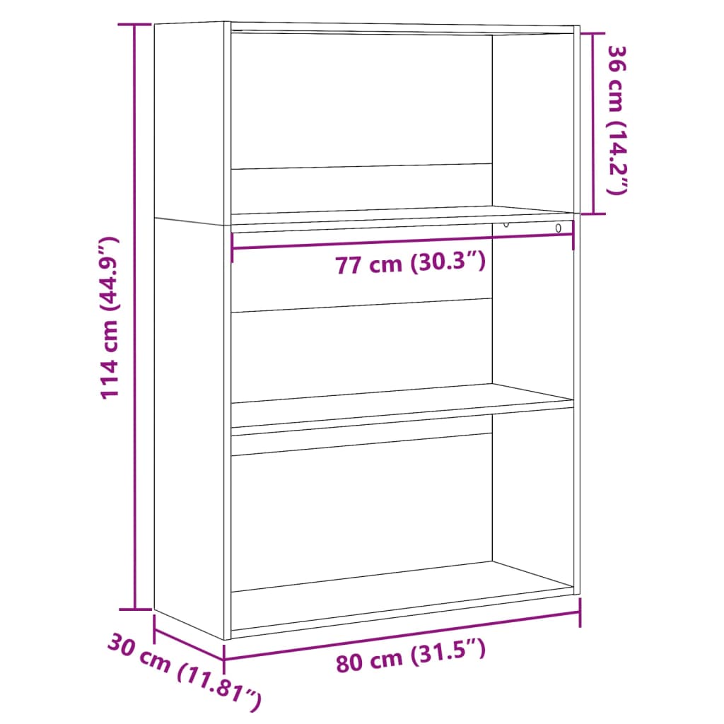 bogreol 80x30x114 cm konstrueret træ hvid