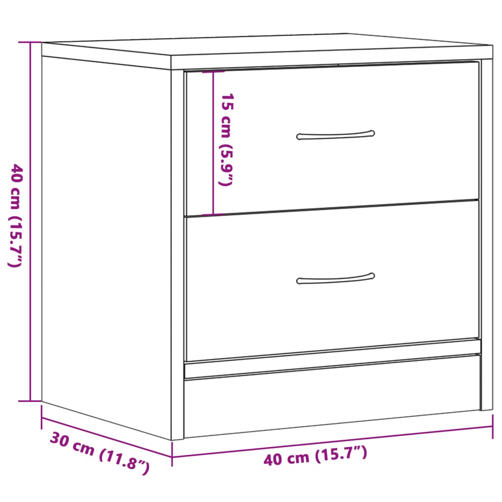 sengeborde 2 stk. 40x30x40 cm konstrueret træ gammelt trælook