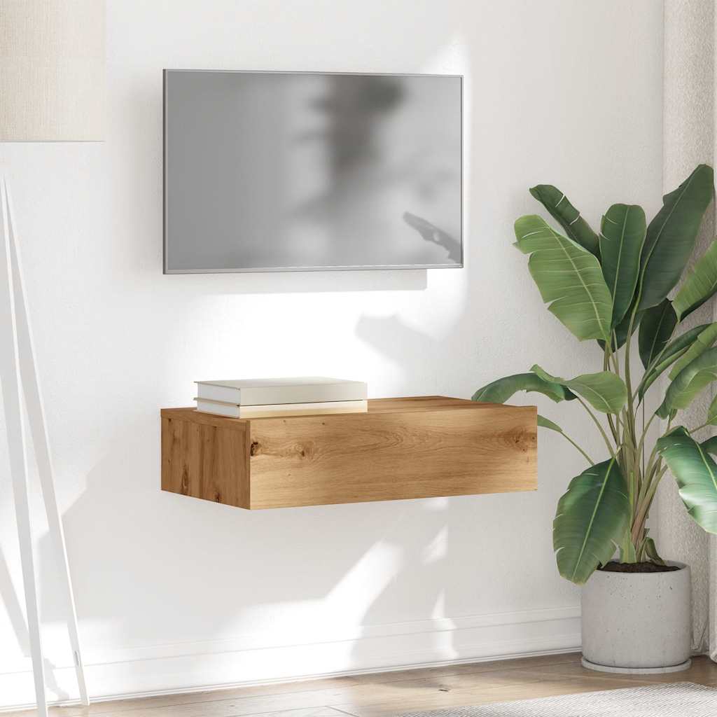 tv-bord med LED-lys 60x35x15,5 cm kunsteg