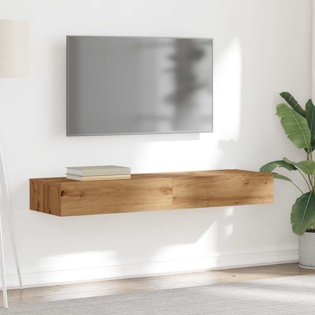 tv-borde 2 stk. med LED-lys 60x35x15,5 cm kunsteg