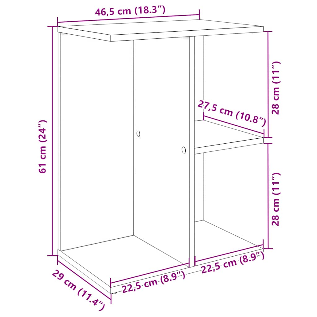 sengeborde 2 stk. 46,5x29x61 cm konstrueret træ sort-eg