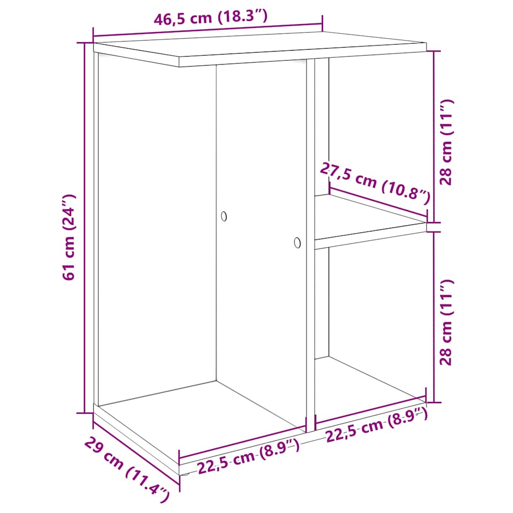 sengeborde 2 stk. 46,5x29x61 cm konstrueret træ betongrå