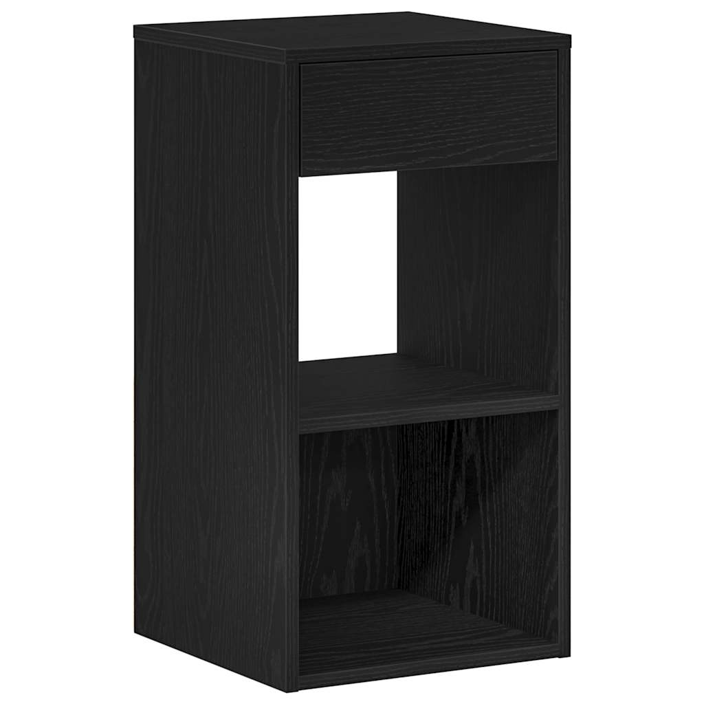 sengeborde med skuffe 2 stk. 35x34x66,5 cm sort-eg