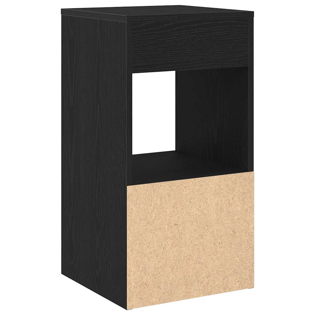 sengeborde med skuffe 2 stk. 35x34x66,5 cm sort-eg