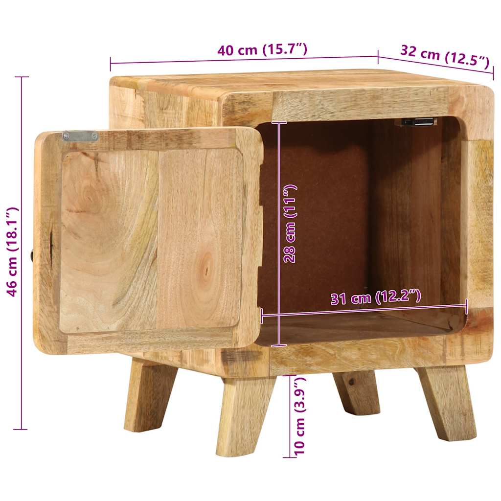 sengebord 40x32x46 cm massivt ru mangotræ