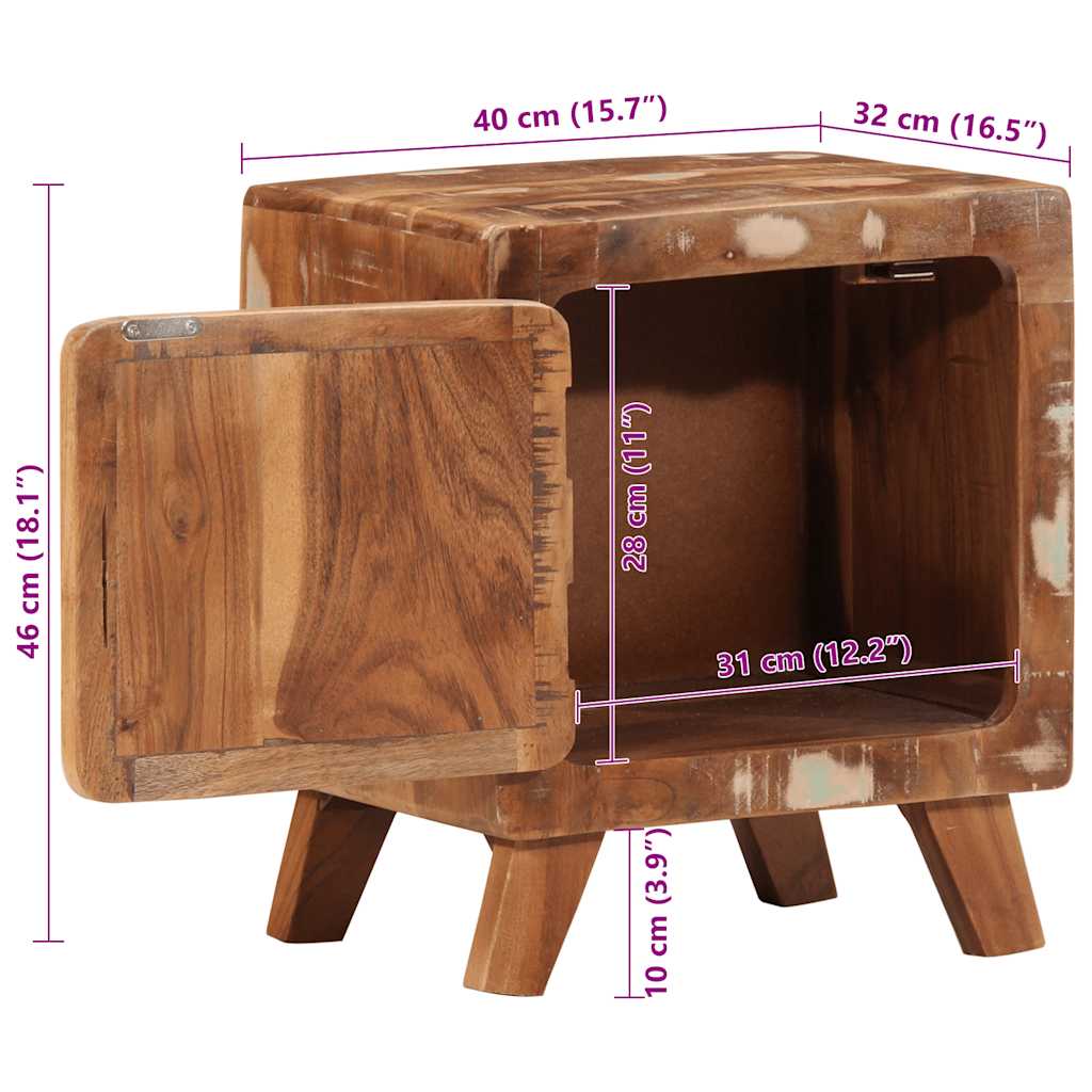 sengebord 40x32x46 cm massivt genbrugstræ