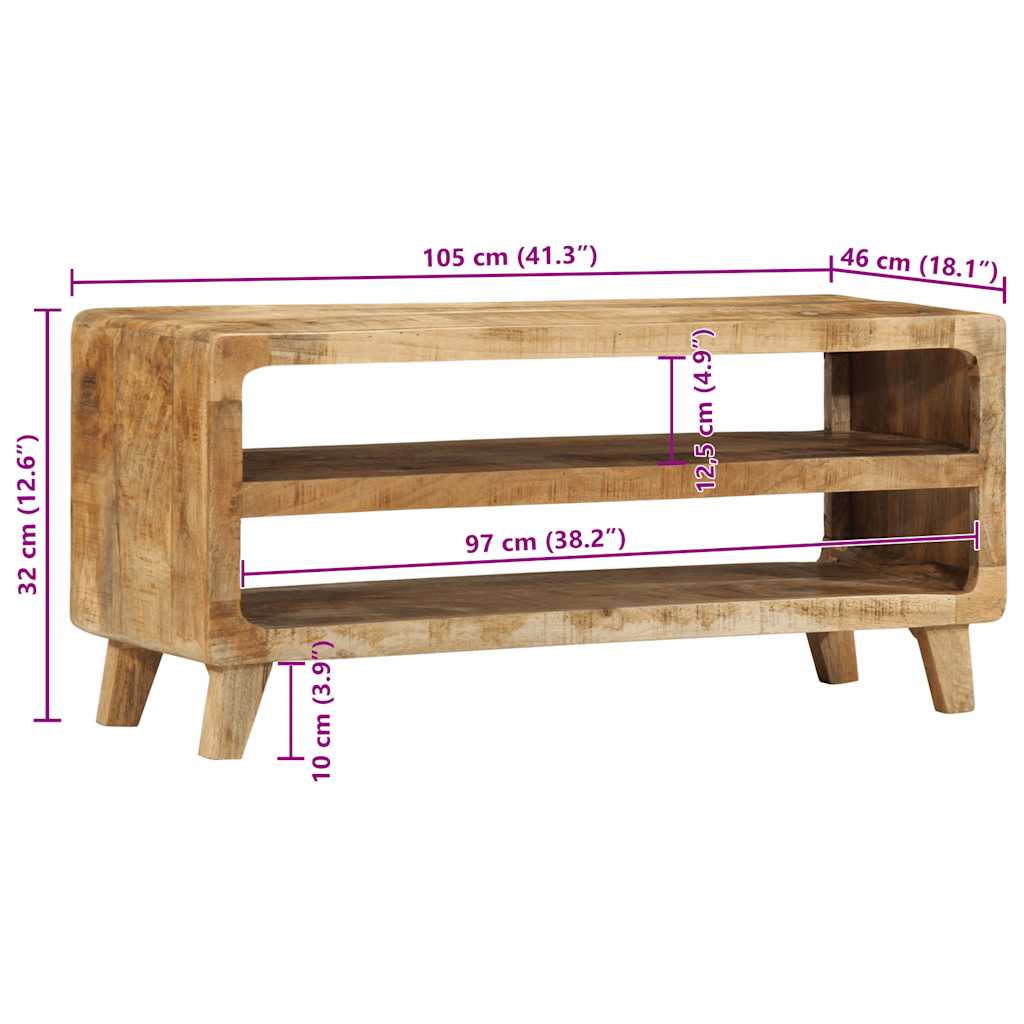 tv-bord 105x46x32 cm massivt ru mangotræ