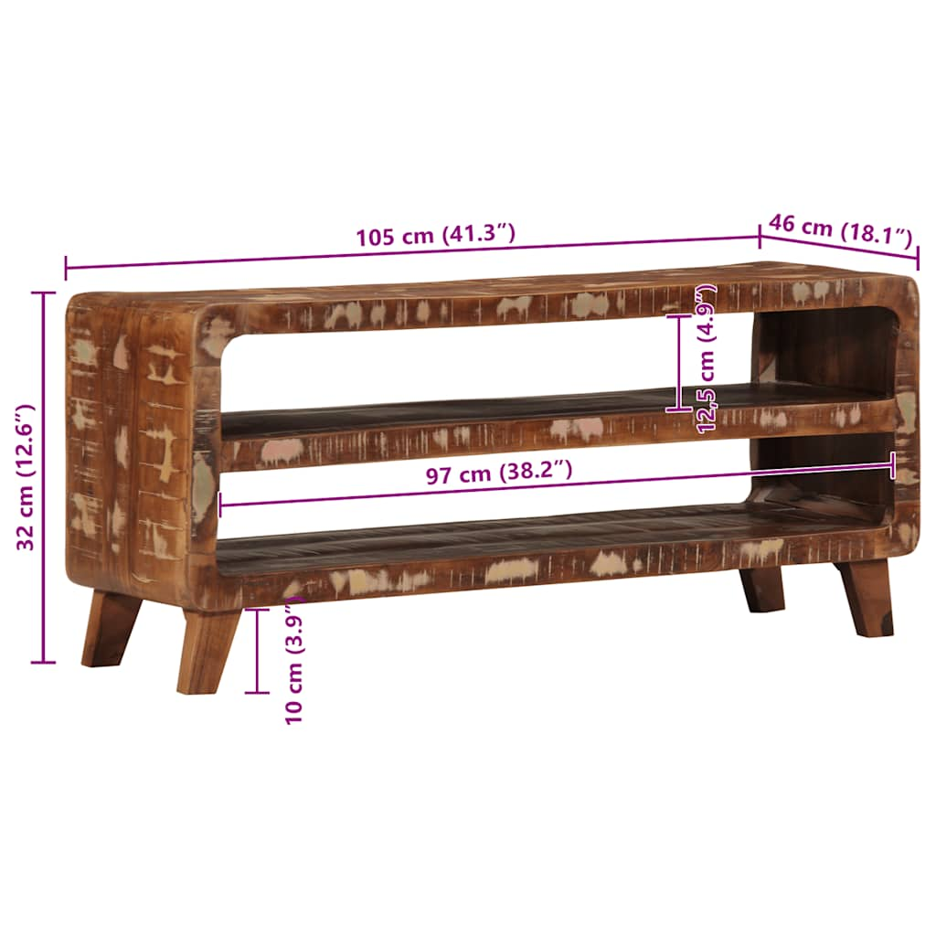 tv-bord 105x46x32 cm massivt genbrugstræ