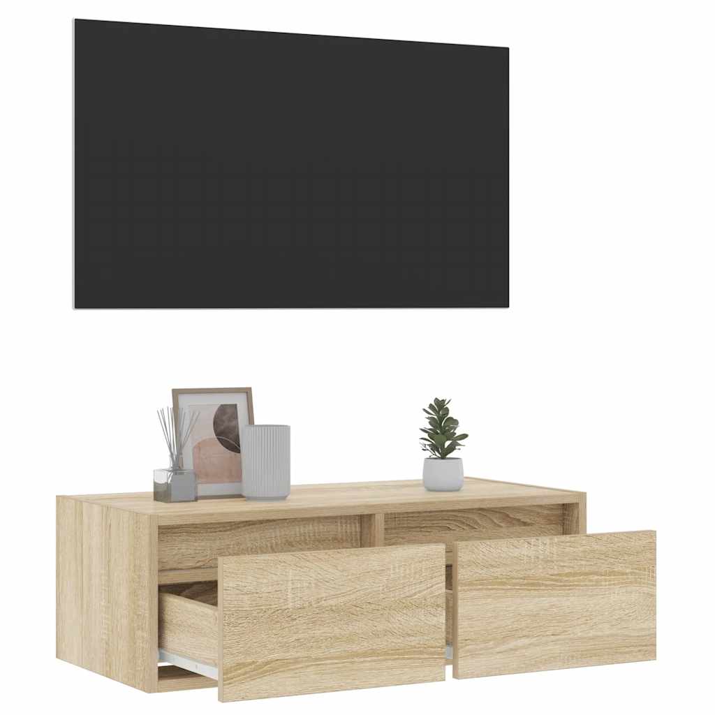 tv-bord med LED-lys 75x35,5x25 cm sonoma-eg