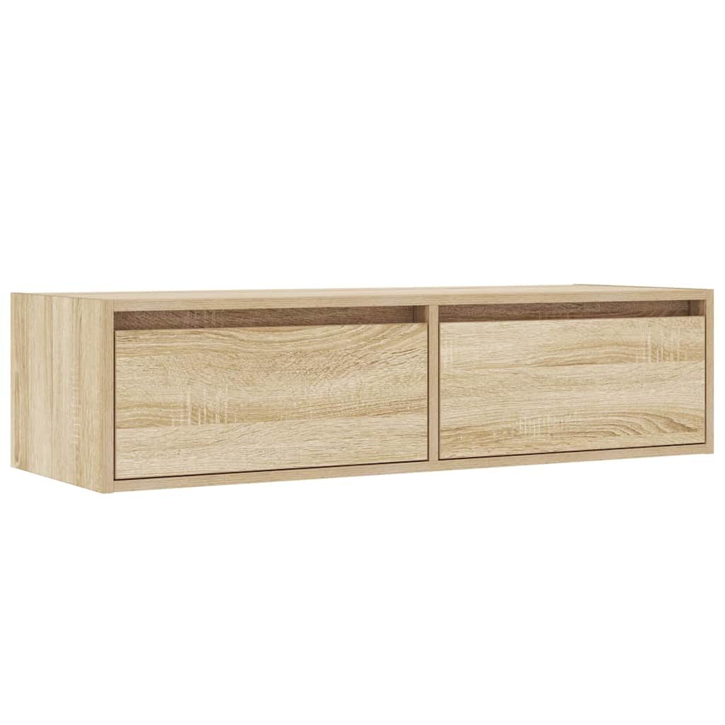 tv-bord med LED-lys 100X35,5x25 cm sonoma-eg