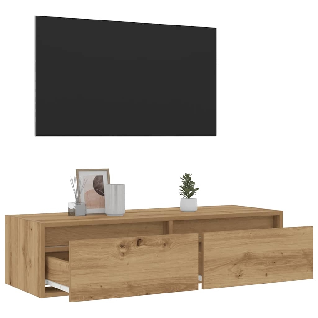 tv-bord med LED-lys 100X35,5x25 cm kunsteg