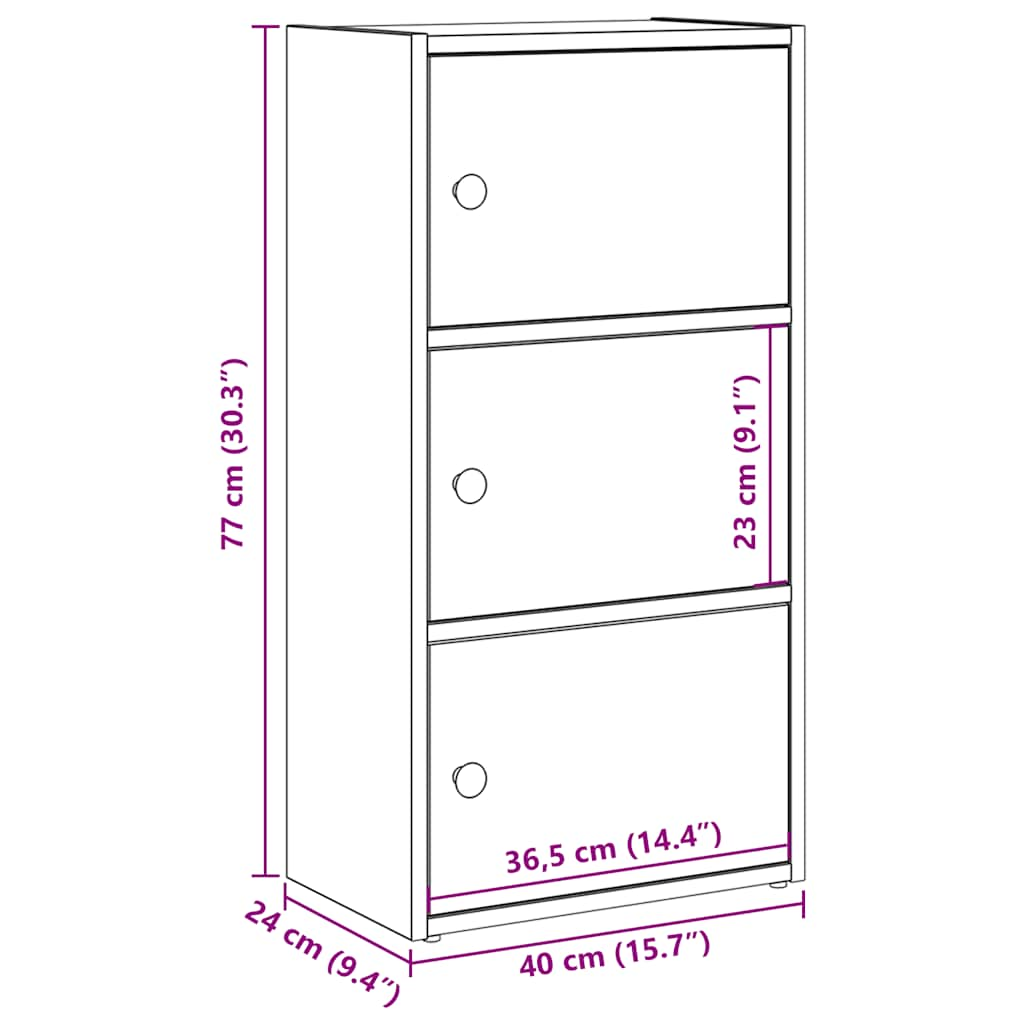 bogreol 40x24x77 cm konstrueret træ sort-eg