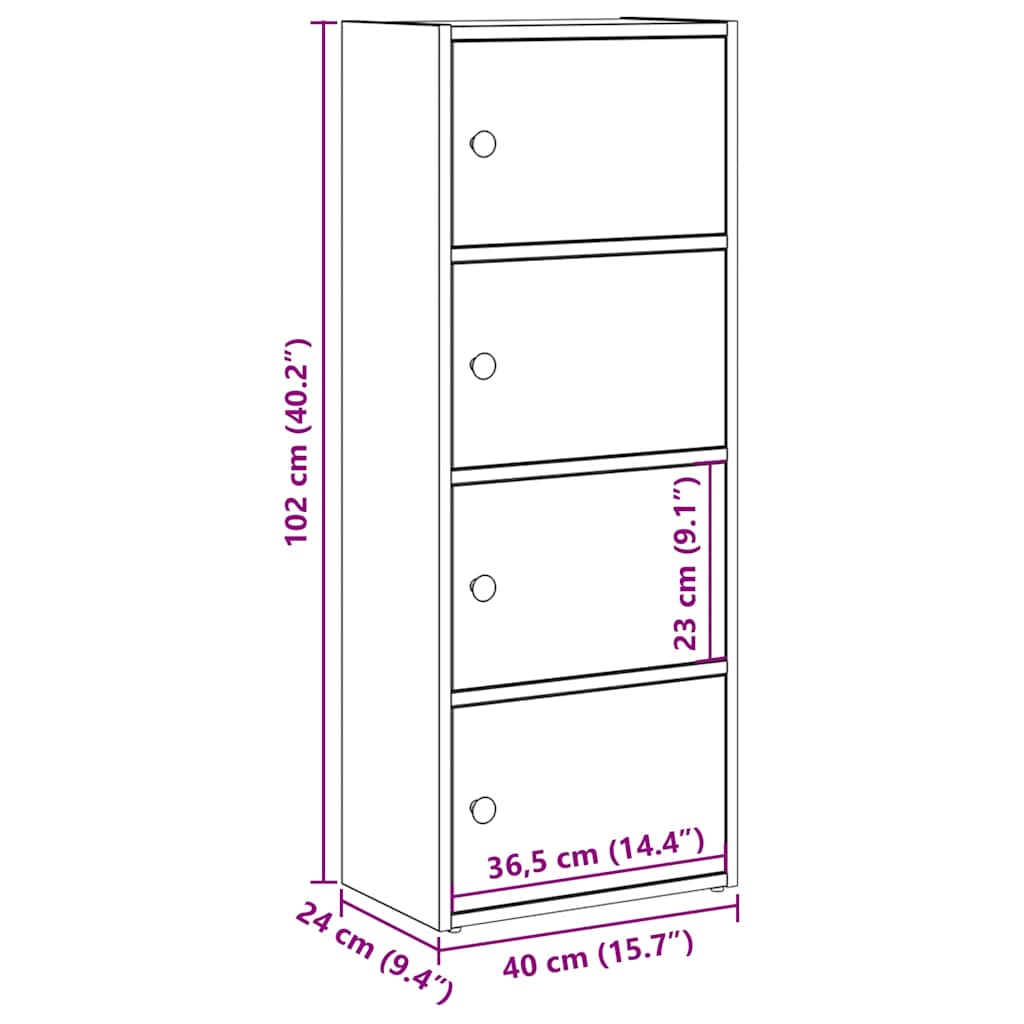 bogreol 40x24x102 cm konstrueret træ hvid