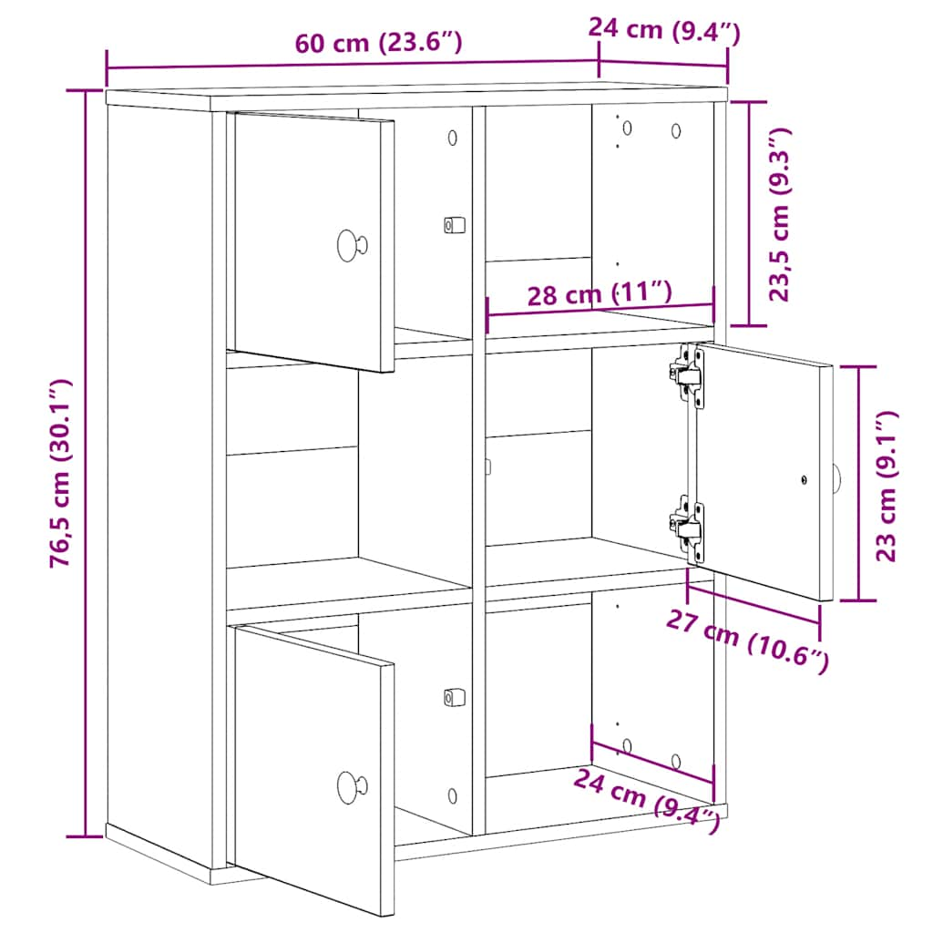 bogreol 60x24x76,5 cm konstrueret træ hvid