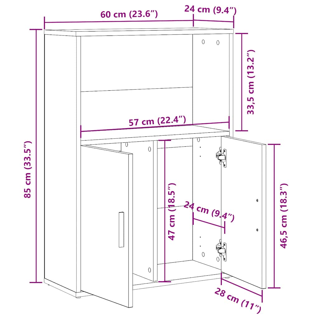 bogreol 60x24x85 cm konstrueret træ hvid