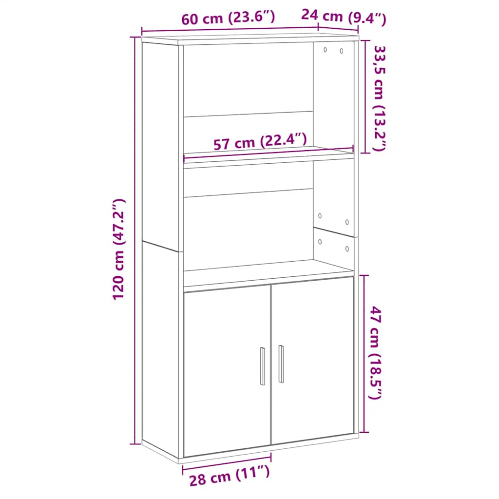 bogreol 60x24x120 cm konstrueret træ hvid