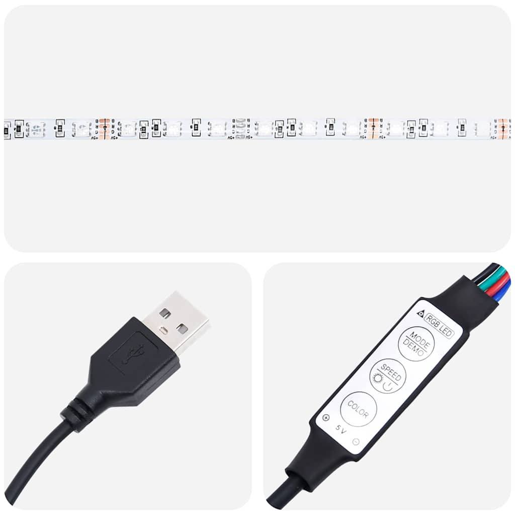 sengeborde med LED-lys 38x34x65 cm sort