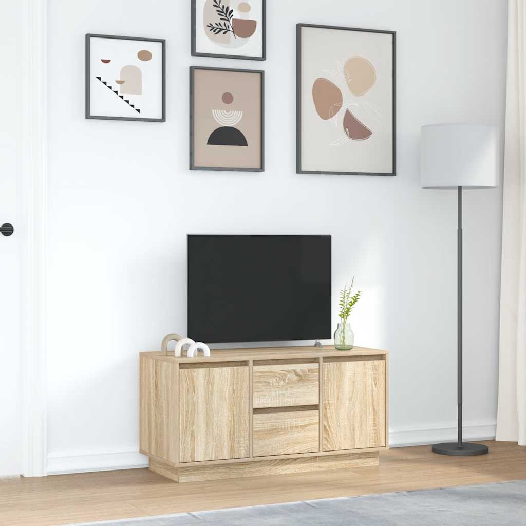 tv-bord med LED-lys 100x41x50 cm sonoma-eg