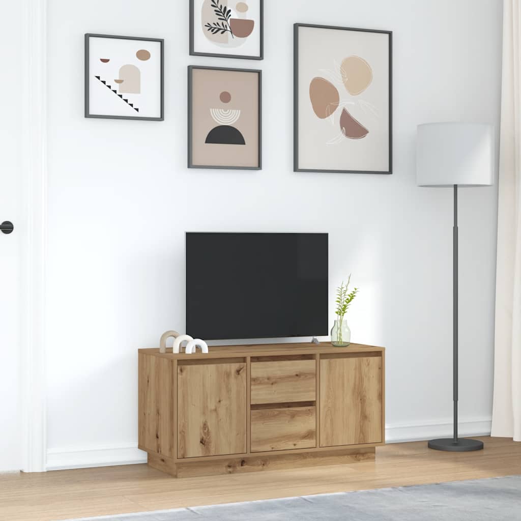 tv-bord med LED-lys 100x41x50 cm kunsteg