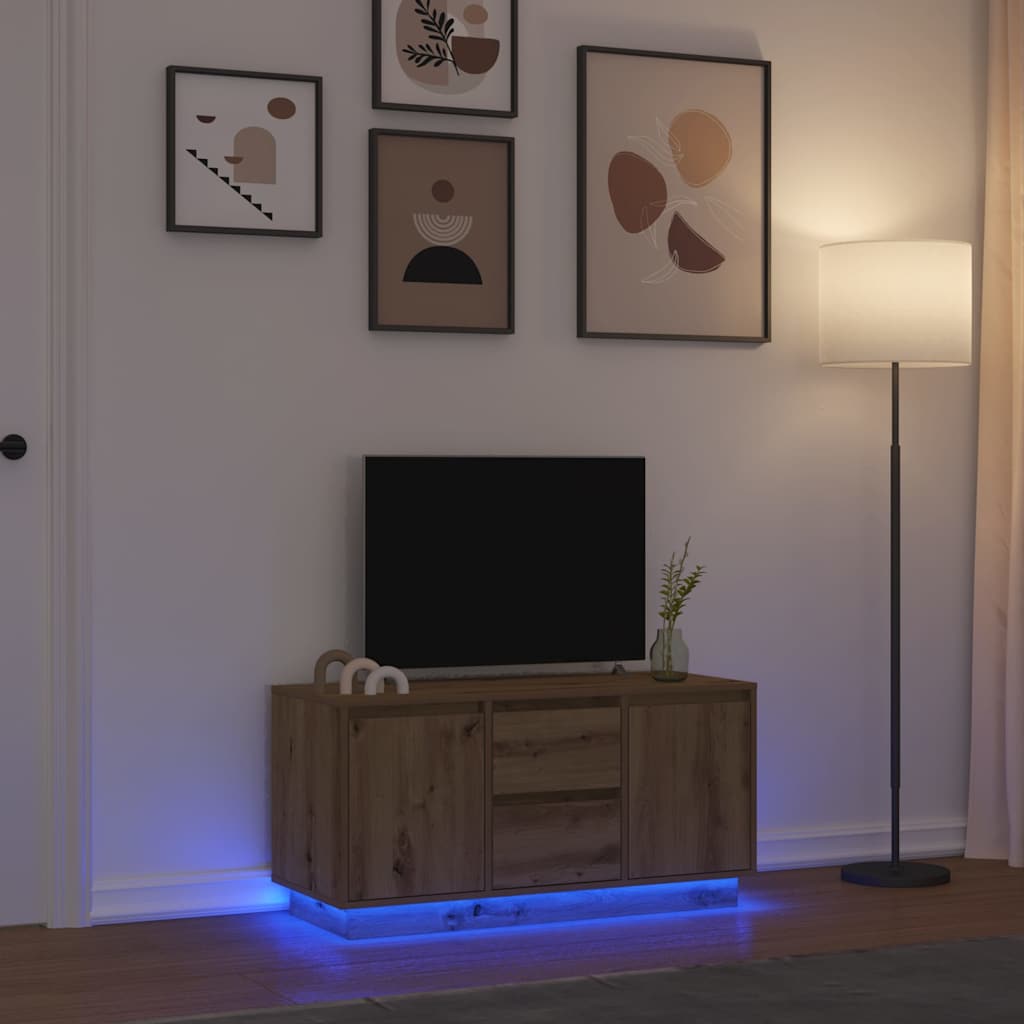 tv-bord med LED-lys 100x41x50 cm kunsteg