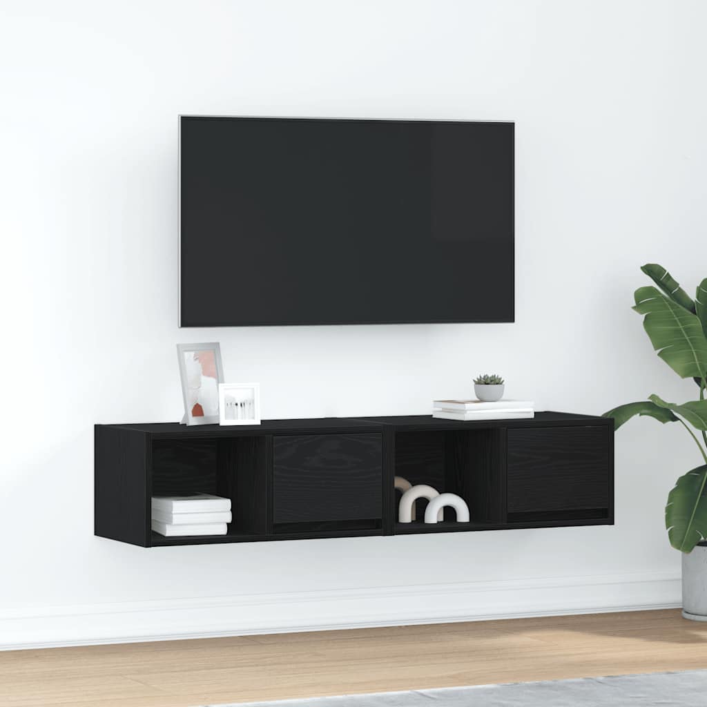 tv-borde 2 stk. 60x31x25,5 cm konstrueret træ sort egetræsfarve