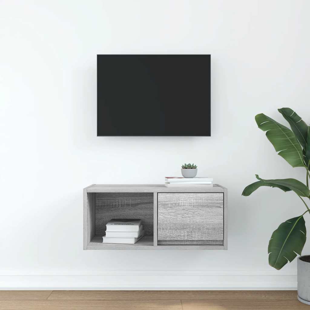 tv-bord 60x31x25,5 cm konstrueret træ grå sonoma-eg