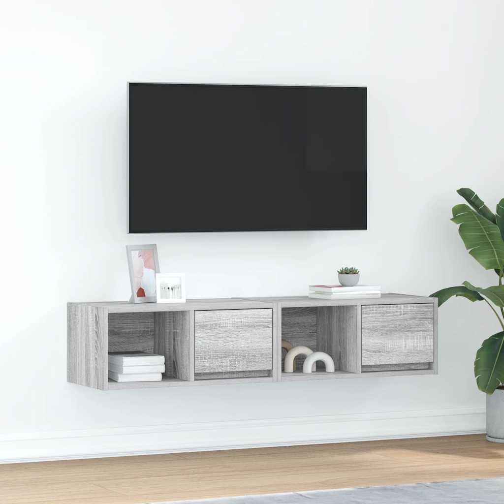 tv-borde 2 stk. 60x31x25,5 cm konstrueret træ grå sonoma-eg