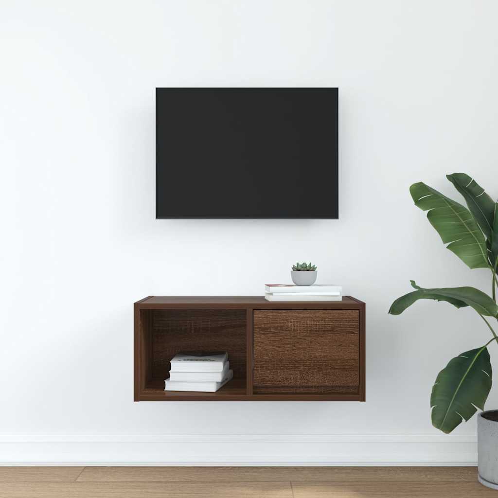 tv-bord 60x31x25,5 cm konstrueret træ brun egetræsfarve