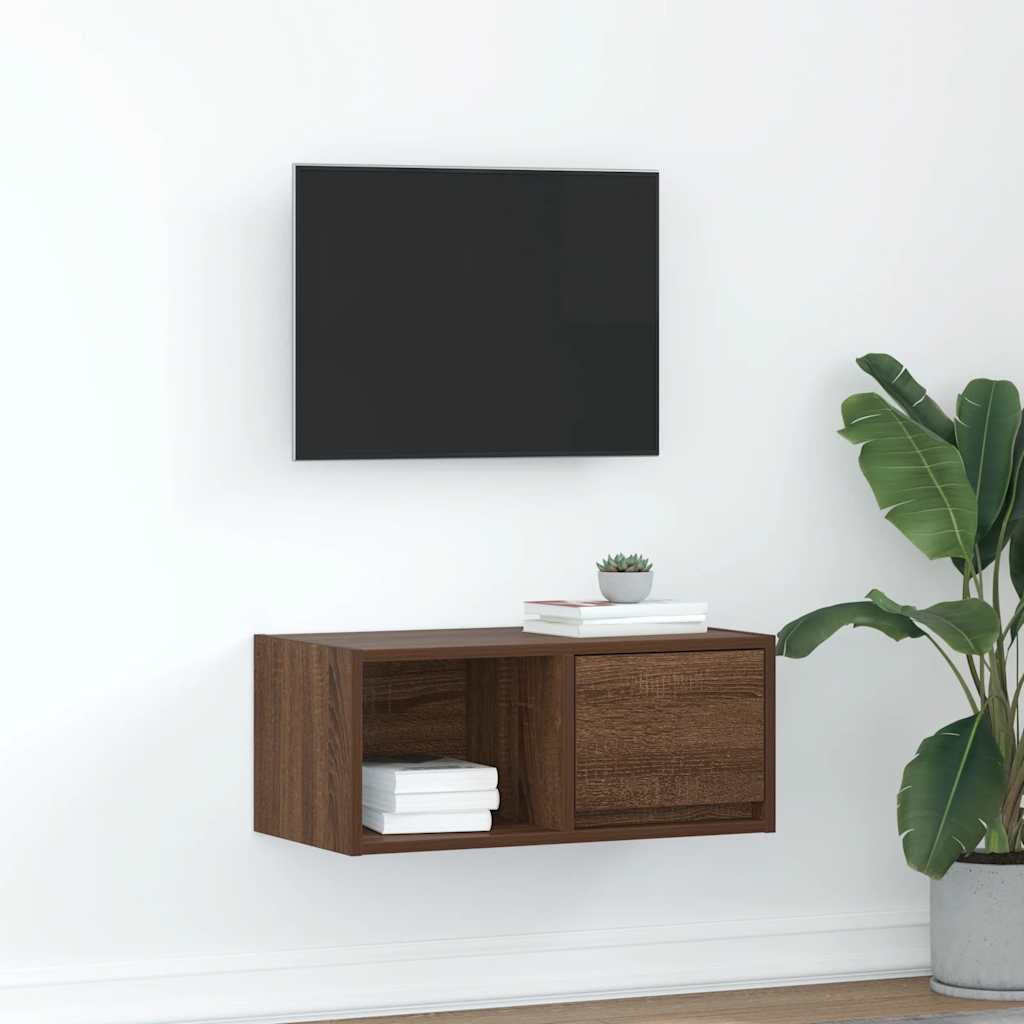 tv-bord 60x31x25,5 cm konstrueret træ brun egetræsfarve