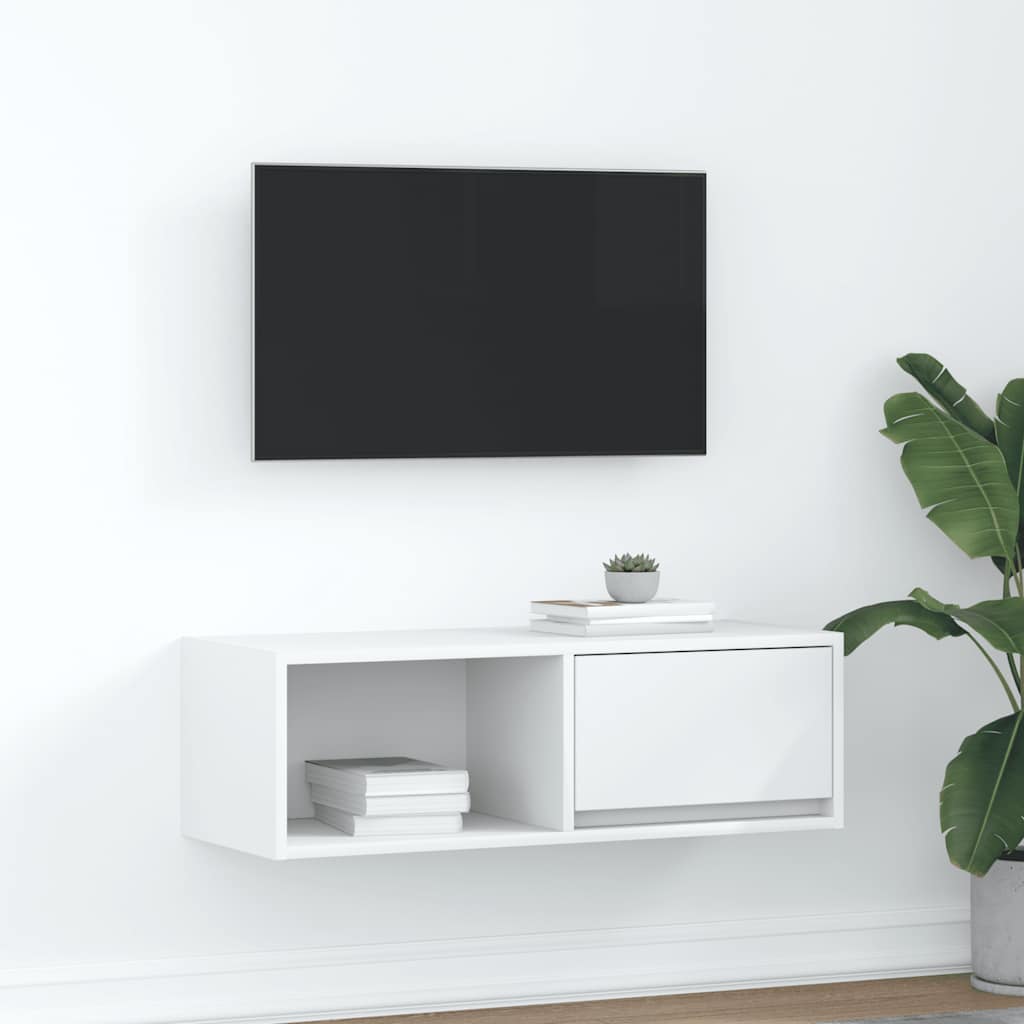 tv-bord 80x31x25,5 cm konstrueret træ hvid