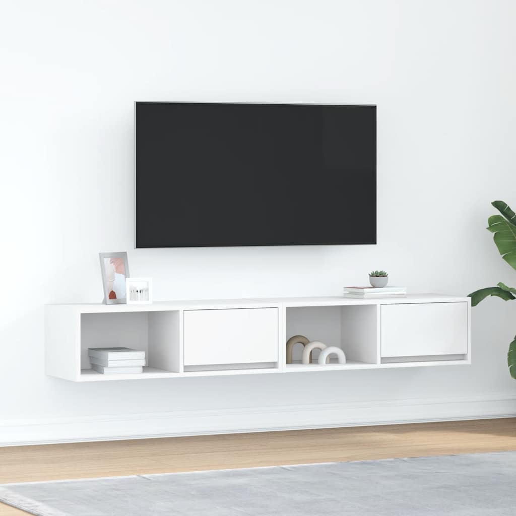 tv-borde 2 stk. 80x31x25,5 cm konstrueret træ hvid