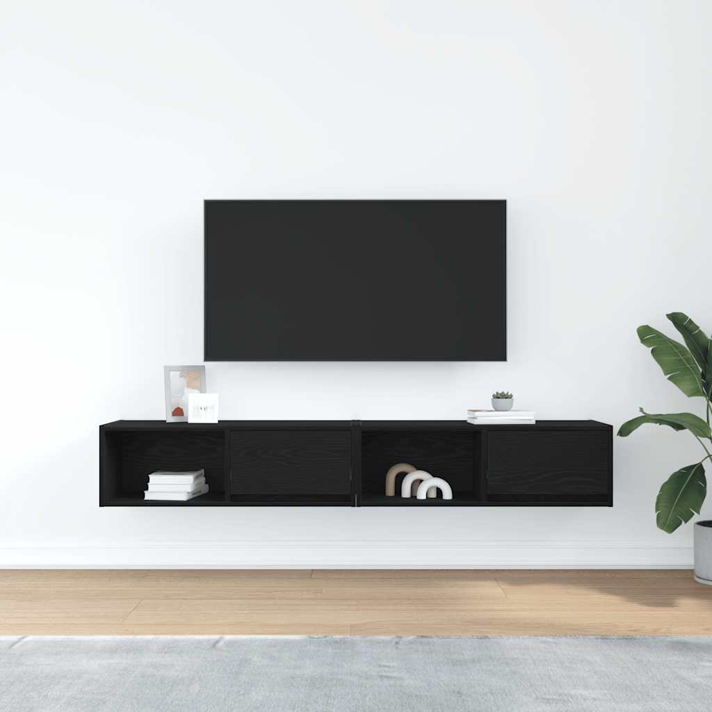 tv-borde 2 stk. 80x31x25,5 cm konstrueret træ sort egetræsfarve