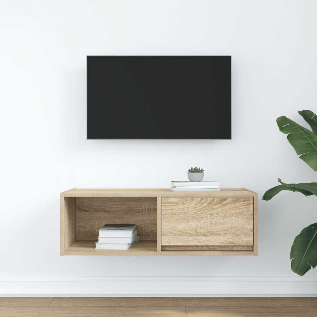 tv-bord 80x31x25,5 cm konstrueret træ sonoma-eg