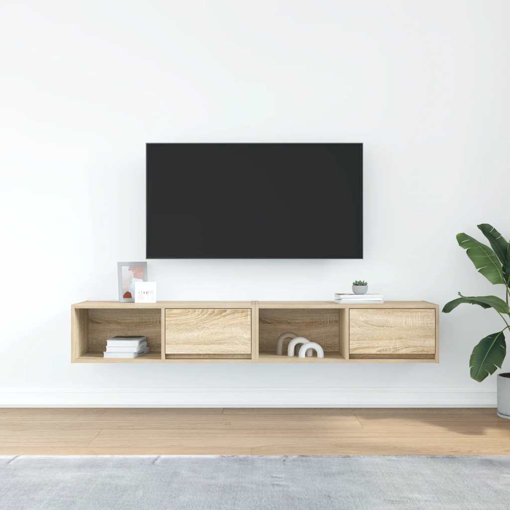 tv-borde 2 stk. 80x31x25,5 cm konstrueret træ sonoma-eg