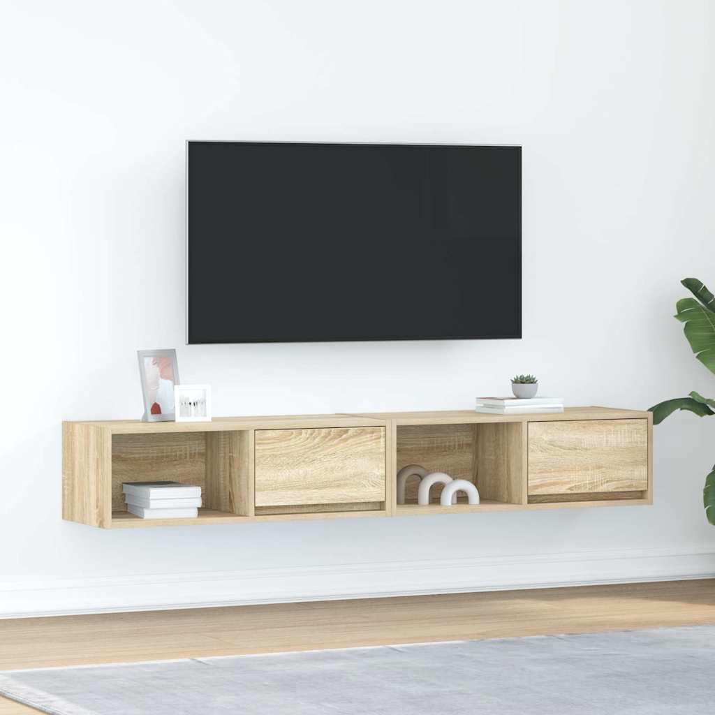 tv-borde 2 stk. 80x31x25,5 cm konstrueret træ sonoma-eg