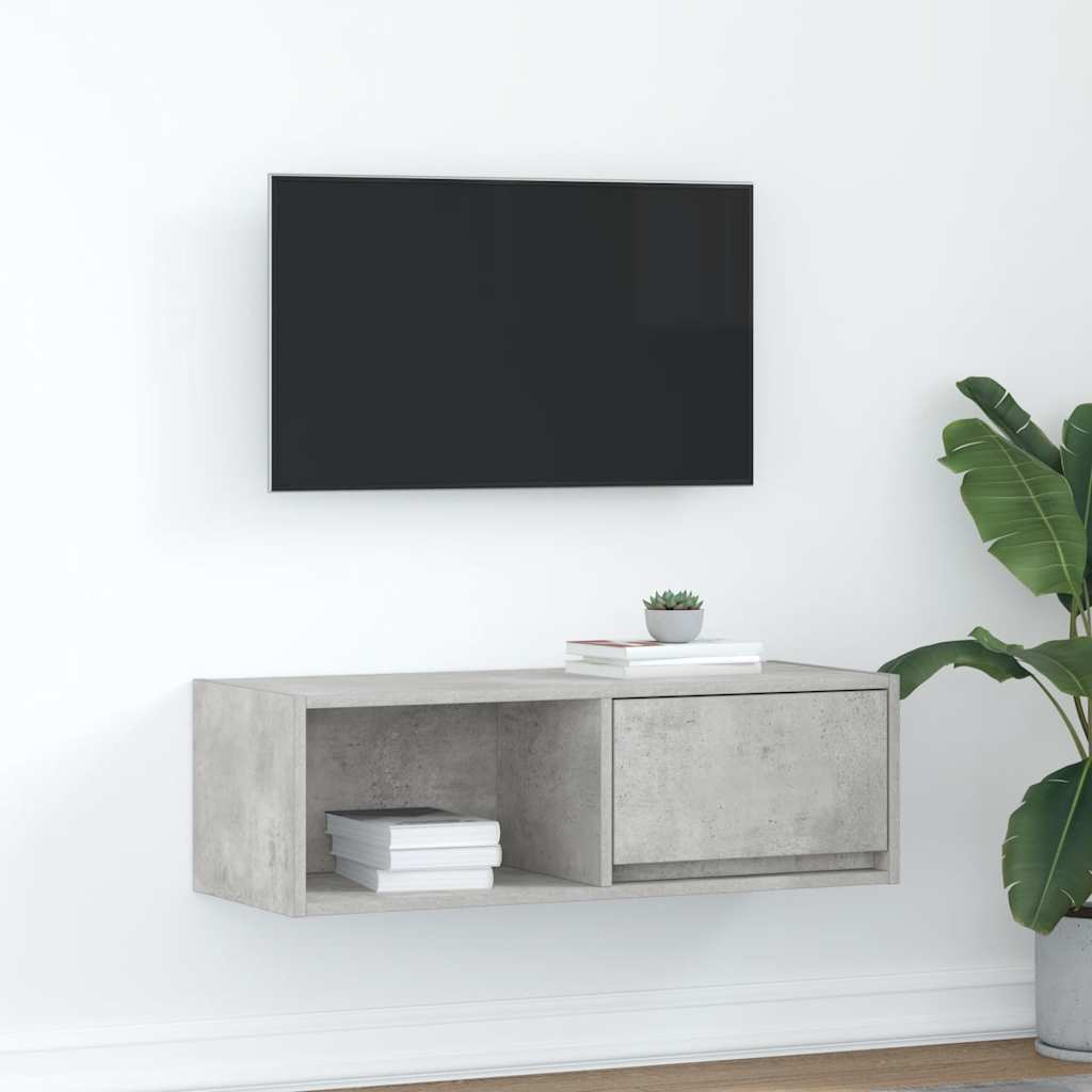 tv-bord 80x31x25,5 cm konstrueret træ betongrå