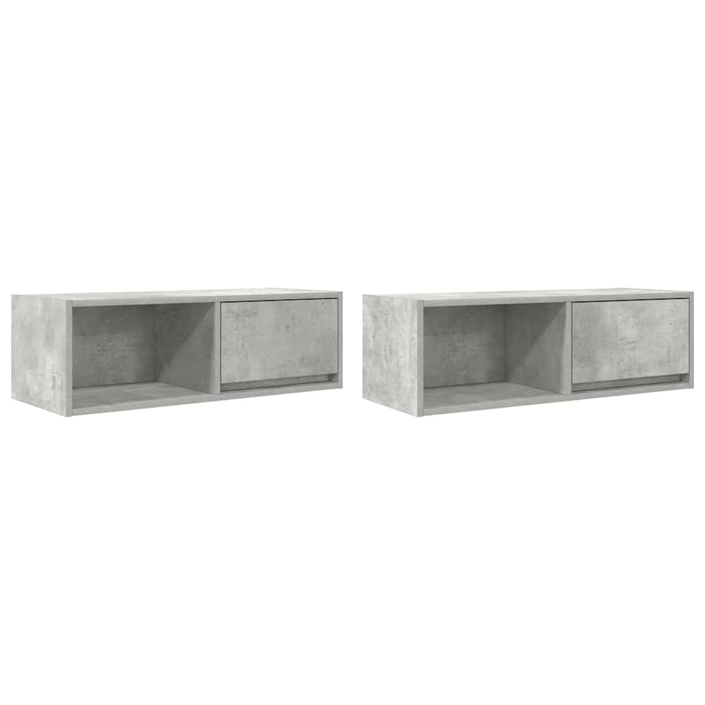 tv-borde 2 stk. 80x31x25,5 cm konstrueret træ betongrå