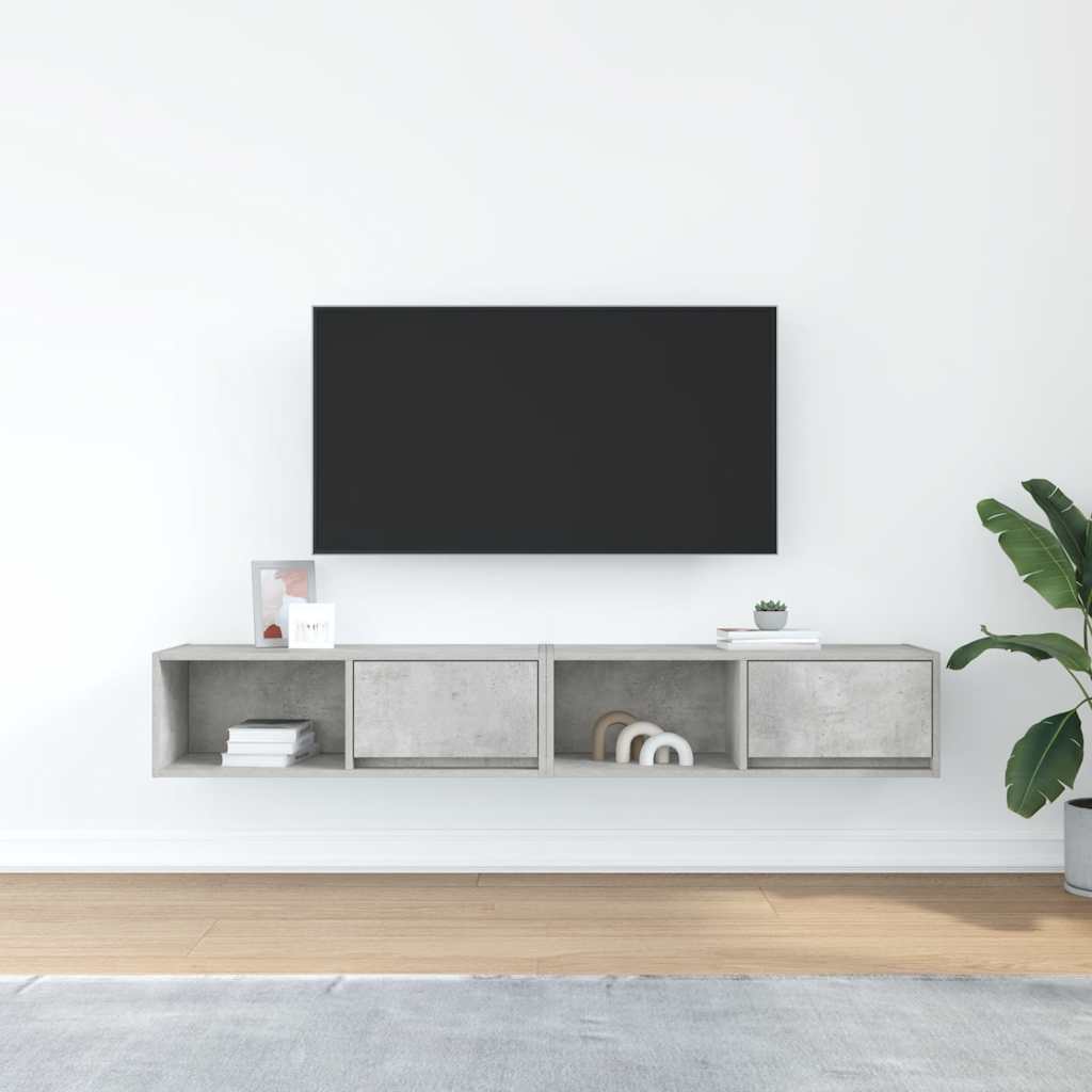 tv-borde 2 stk. 80x31x25,5 cm konstrueret træ betongrå