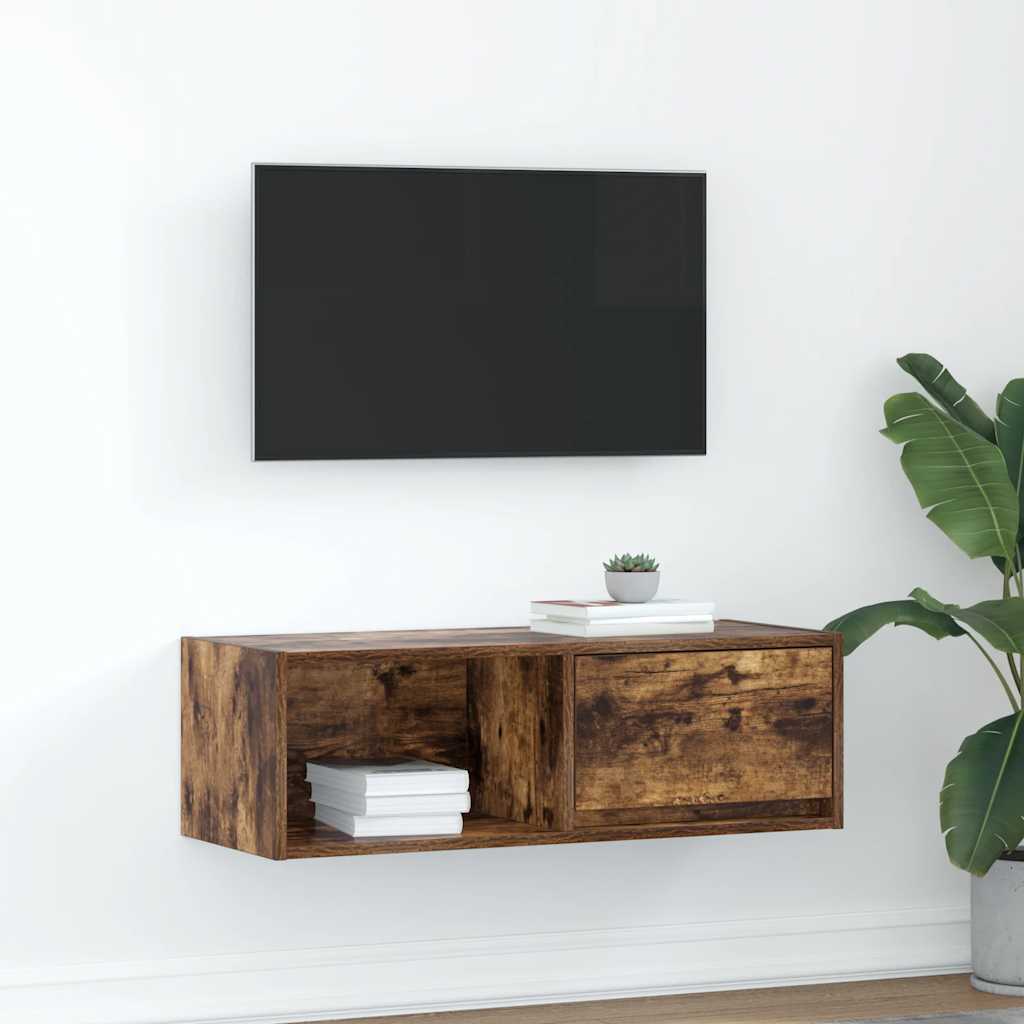 tv-bord 80x31x25,5 cm konstrueret træ røget egetræsfarve