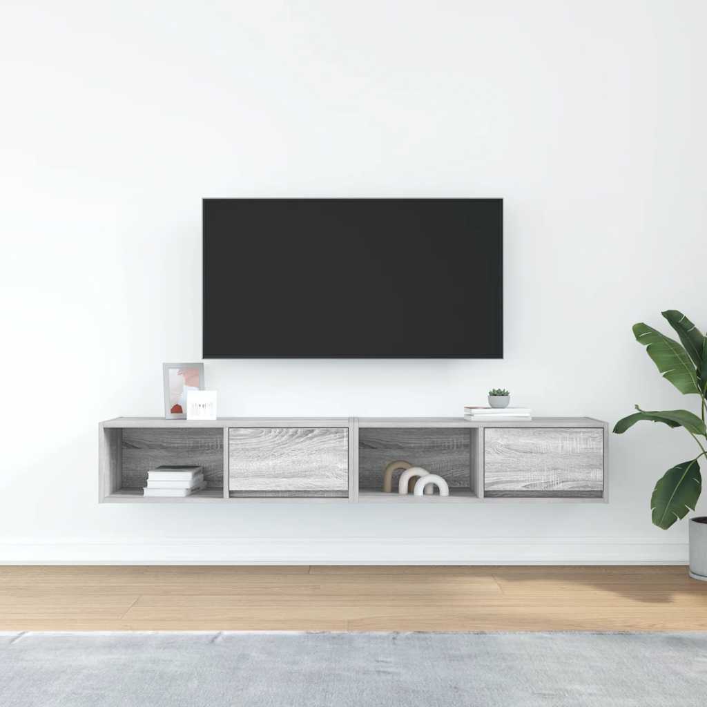 tv-borde 2 stk. 80x31x25,5 cm konstrueret træ grå sonoma-eg