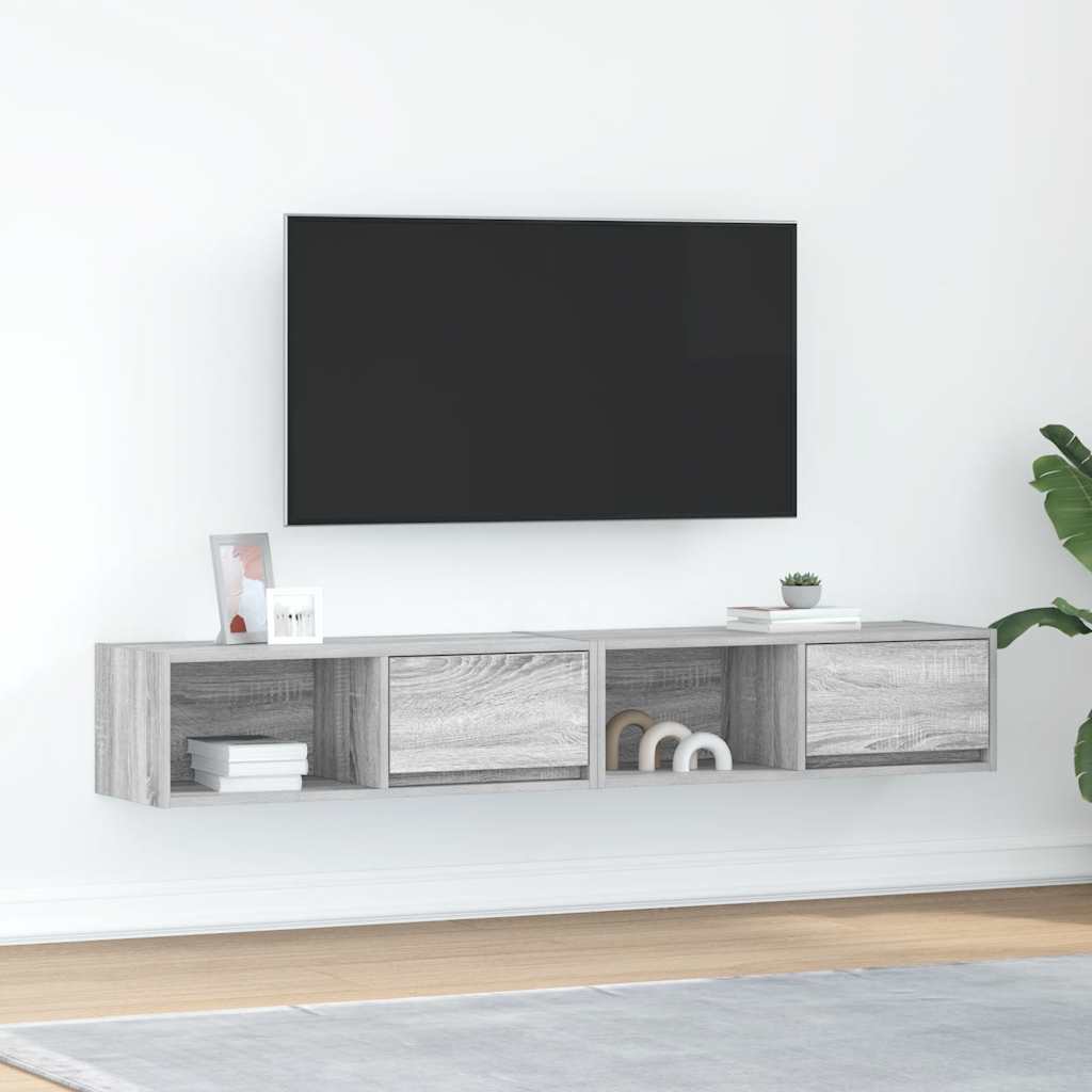 tv-borde 2 stk. 80x31x25,5 cm konstrueret træ grå sonoma-eg